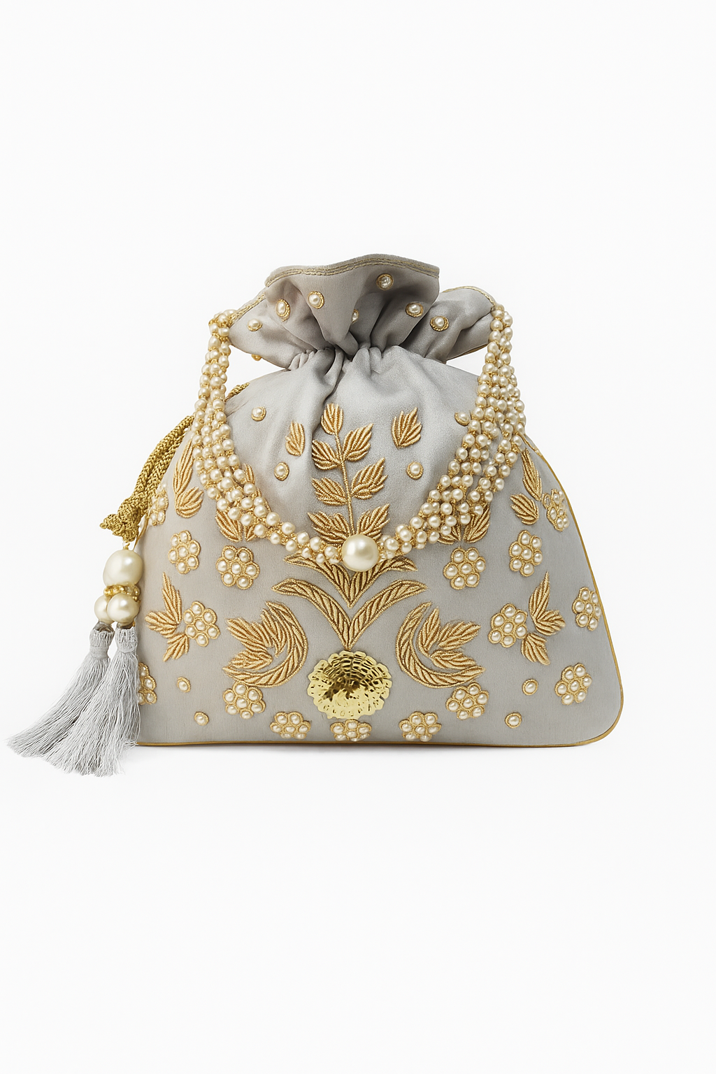 Grey Embroidery Potli