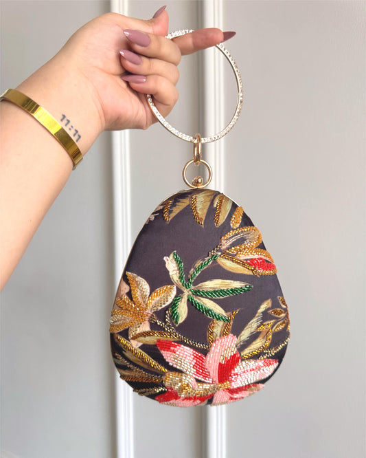 Silk printed Heavy Embroidery Bag -  Zarifleur