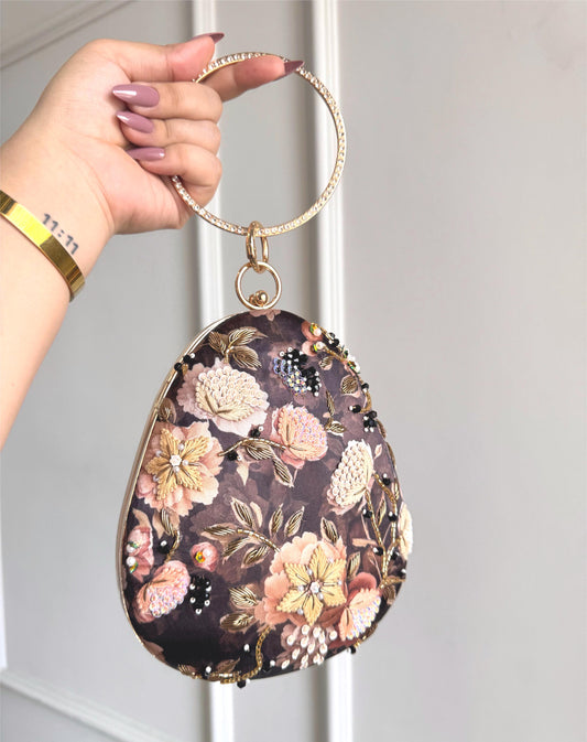 Silk printed Heavy Embroidery Bag - shaadiya
