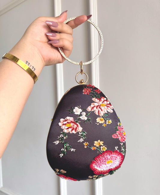 Silk printed Heavy Embroidery Bag - Flow