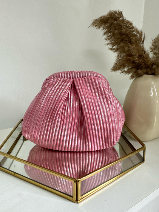 METALLIC PLEATED BAUTA BAG - METALLIC PINK