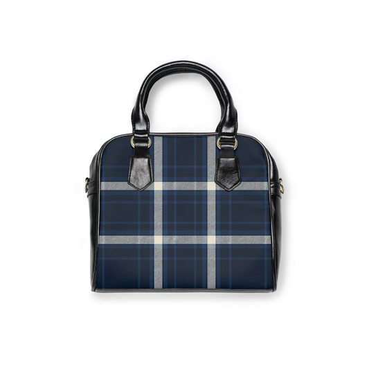 Plaid Pattern Shoulder Handbag - Stylish Tote for Everyday Use, Fashion Accessory, Gift for Her, Trendy Handbag, Spring/Summer Tote - Blue