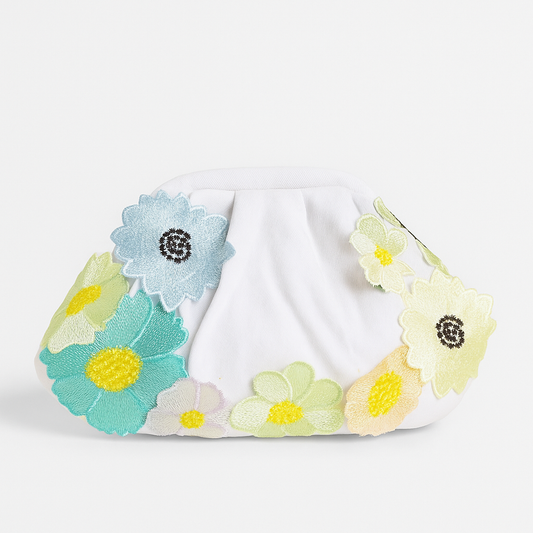 White Floral Denim Bag