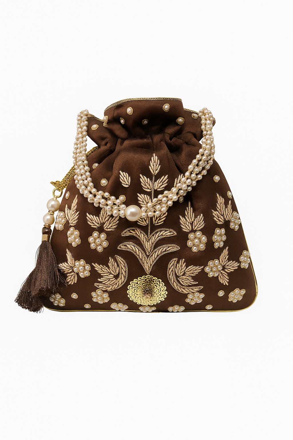 Brown Embroidery Potli