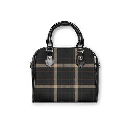 Plaid Pattern Shoulder Handbag - Stylish Tote for Everyday Use, Fashion Accessory, Gift for Her, Trendy Handbag, Spring/Summer Tote - Black