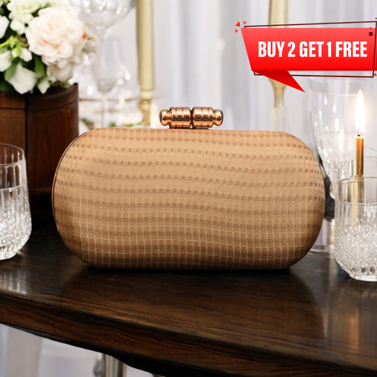 Ivory Checked Box clutches - Dark