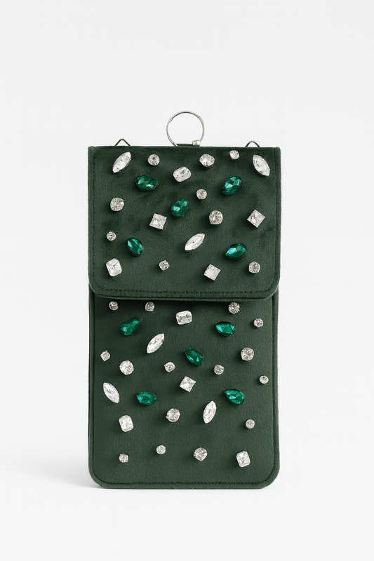 Wedding mobile sling with Kundan Stones - Green