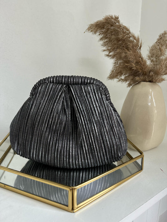 METALLIC PLEATED BAUTA BAG - METALLIC BLACK