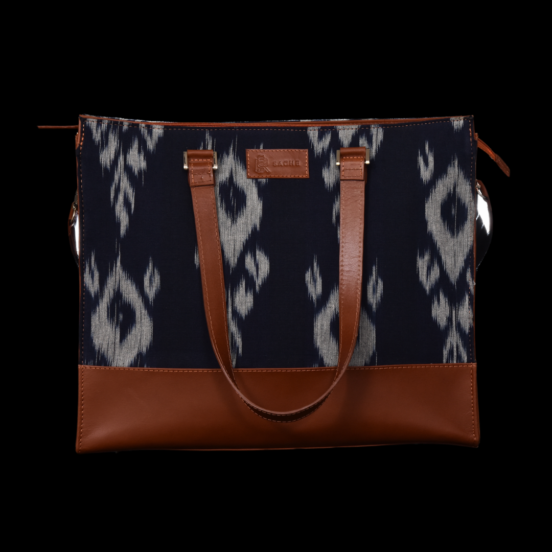 Workbag - Everyday Laptop bag for Women Blue Ikat