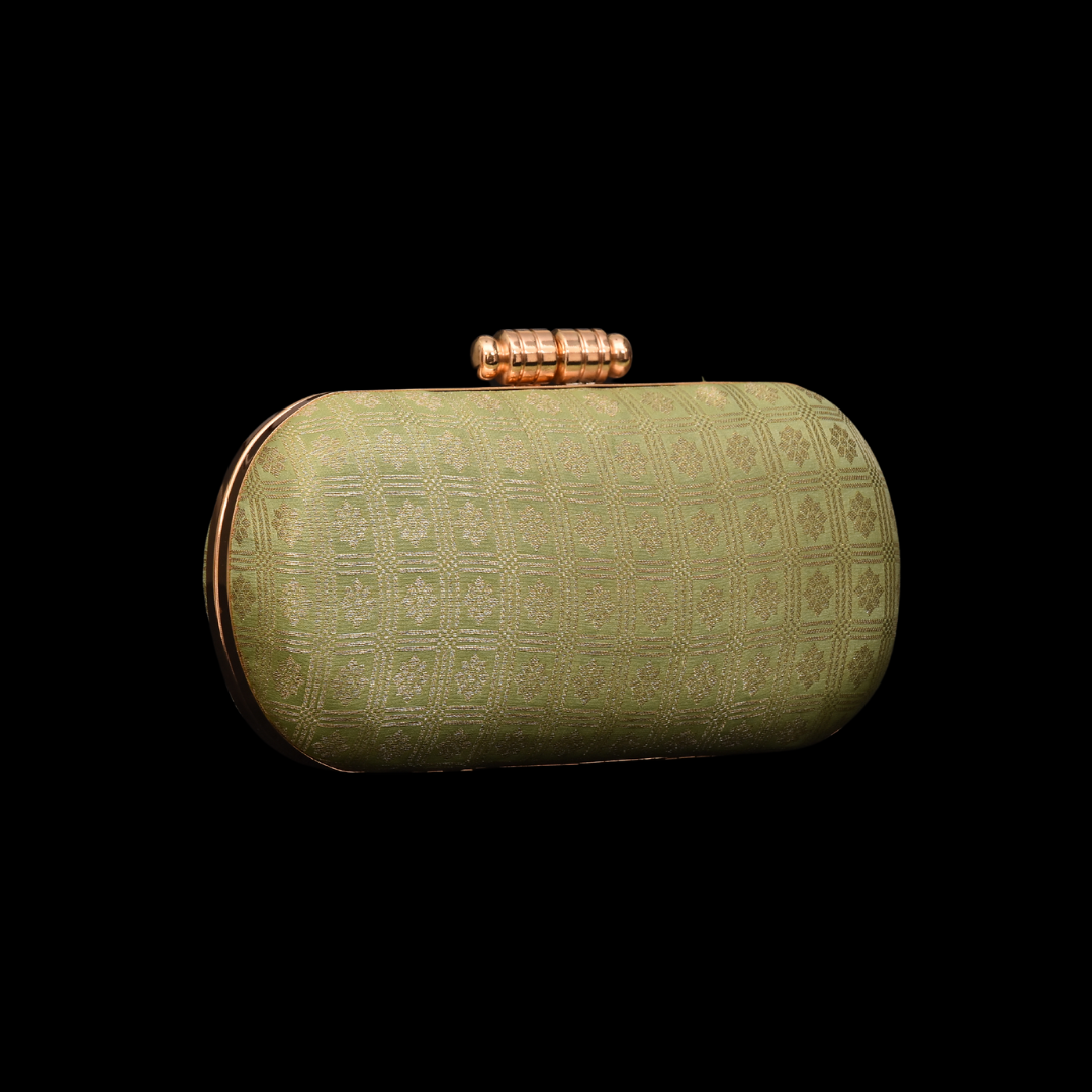 Pastel Checks Box Clutches- Mint green